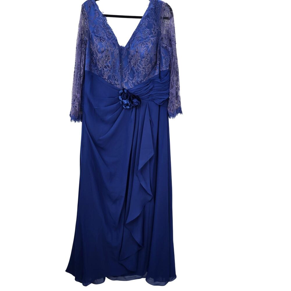 May Queen Dress Size 3XL Royal Blue Lace Beaded Maxi Mother Of Bride Formal Gown